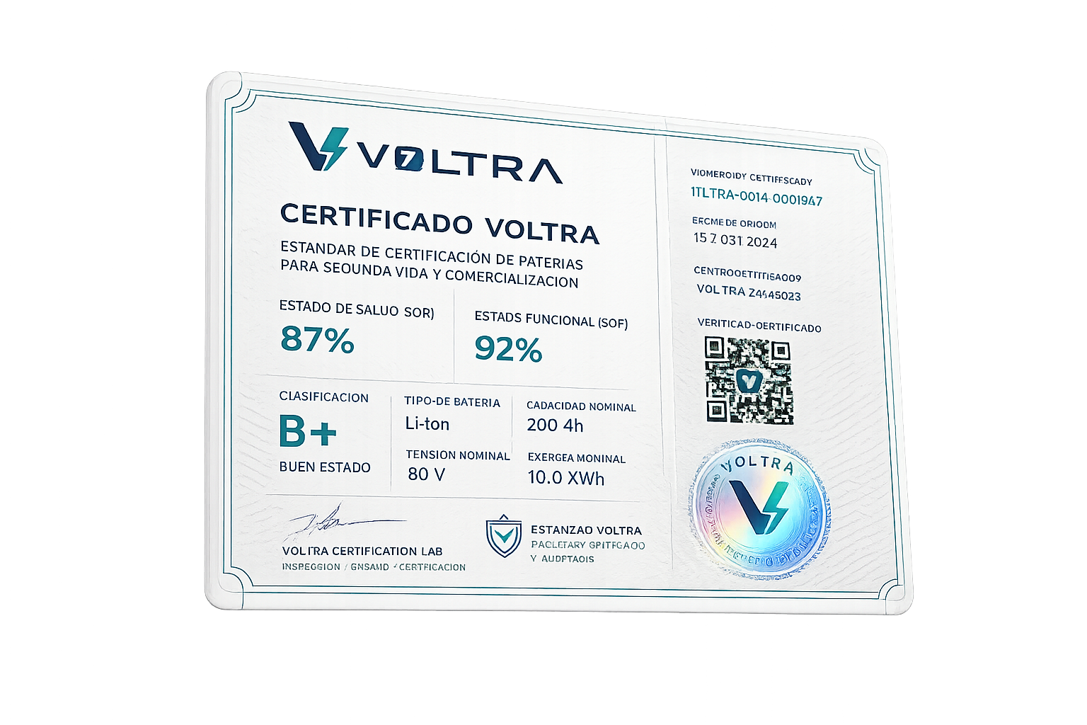 Certificado VOLTRA para equipos de apoyo en tierra